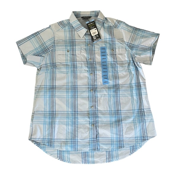 Eddie Bauer adventure Blue and White Casual Button Down Shirt women’s large - Picture 2 of 7